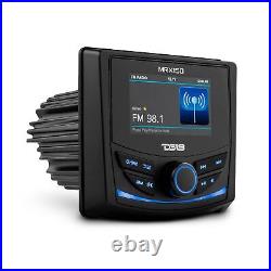 DS18 MRX150 Marine Radio with White 6.5 HYDRO 600W 4Ohm 2-Way RGB Speakers NXL-6M