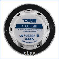 DS18 MRX150 Marine Radio with White 6.5 HYDRO 600W 4Ohm 2-Way RGB Speakers NXL-6M