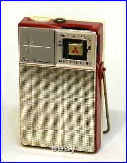MITSUBISHI 6X-148 MAROON AM Pocket Radio Vintage Working Used