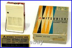MITSUBISHI 6X-148 MAROON AM Pocket Radio Vintage Working Used