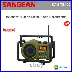 Sangean TB-100 Toughbox AM/FM/AUX-In Ultra Rugged Digital Tuning Radio Green New