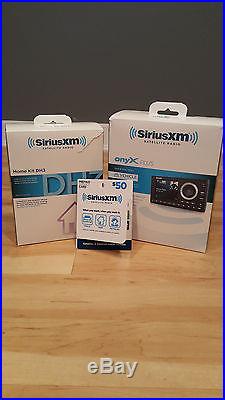 Sirius XM Radio Onyx Plus with Vehicle Kit, Home Kit DH3, & $50 service card