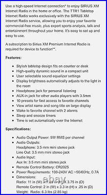 Sirius XM Tabletop Internet Radio With Dual Alarm TTR1? NEW IN BOX